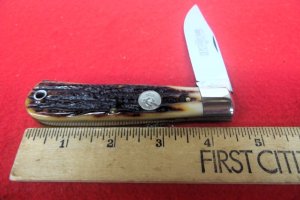 QUEEN CUTLERY CO TITUSVILLE #3 AMBER BONE JACK D2 STEEL MINT BEAUTY WITH SNAP