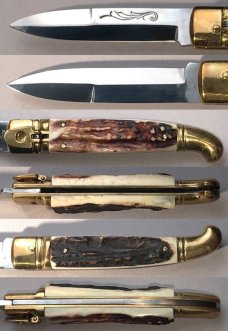 8" Bird's Head Springer Auto Stiletto, Stag, NOS vintage collector knife, c.1984 8" Bird's Head Springer Auto Stiletto, Stag, NOS vintage collector knife, c.1984