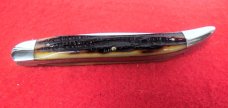 QUEEN CUTLERY CO TITUSVILLE #20 AMBER BONE 5" PH-D2 TOOL STEEL MINT TEXAS TOOTHPICK YEAR?