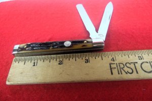 QUEEN CUTLERY CO TITUSVILLE #96 DOCTORS KNIFE AMBER BONE STAG TOOL STEEL MINT YR.UNKNOWN