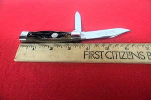 QUEEN CUTLERY CO TITUSVILLE #40 GUNSTOCK JACK AMBER BONE STAG TOOL STEEL MINT YR.UNKNOWN