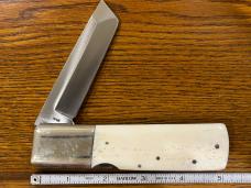 Gutmann 11-348 American Tanto Blade Folding Knife w/Engraved Bone Scales Japan 
