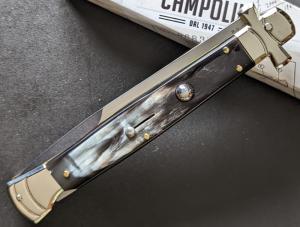  NIB 11"- 28 cm A.G.A. Campolin Brazilian Horn Maltese lockback a super beautiful quality stiletto