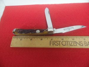 15% OFF QUEEN #19 SLIMLINE 4" TRAPPER TITUSVILLE AMBER BONE STAG BEAUTY MINT YR UNKNOWN