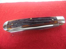 15% OFF QUEEN #19 SLIMLINE 4" TRAPPER TITUSVILLE AMBER BONE STAG BEAUTY MINT YR UNKNOWN