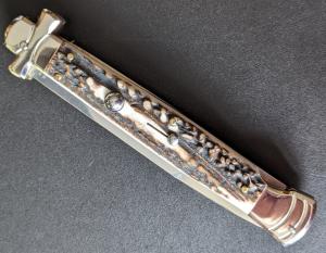  NIB 11"- 28cm Stag Horn A.G.A. Campolin Maltese lockback auto
