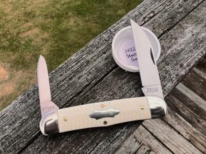GEC ** TIDIOUTE 340223 S UNICORN IVORY CAMEL BACK CONGRESS KNIFE KNIVES