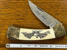 Parker-IMAI K-116 Bald Ruler Lockback Knife w/Scrimshaw Bone Scales & Engraved Bolisters Japan Parker-IMAI K-116 Bald Ruler Lockback Knife w/Scrimshaw Bone Scales & Engraved Bolisters Japan
