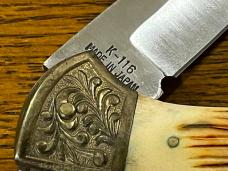 Parker-IMAI K-116 Bald Ruler Lockback Knife w/Scrimshaw Bone Scales & Engraved Bolisters Japan Parker-IMAI K-116 Bald Ruler Lockback Knife w/Scrimshaw Bone Scales & Engraved Bolisters Japan