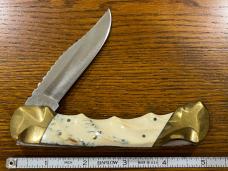 Parker-IMAI K139 Single-Blade Lockback Knife w/Sculpted Bone Scales & Custom Filework Japan