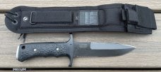 Gerber Silver Trident Knife, Watson-Harsey Fixed Blade Serrated with BlackhawkSheath Gerber Silver Trident Knife, Watson-Harsey Fixed Blade Serrated with BlackhawkSheath