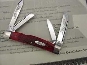 Case Classic XX 6488 Congress Genuine Red Bone knife With Cheetah Etch Blades Prototype
