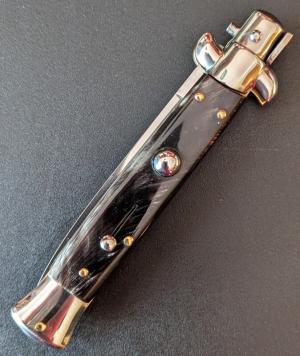NOS GIOVANNI BELTRAME 23CM-9 INCH FLAT BLADE BUFFALO HORN STILETTO 