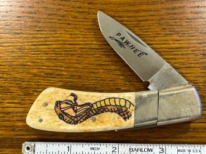 Frost Cutlery Pawnee Single Blade Folding Knife w/Scrimshaw Smooth Bone Scales Japan 