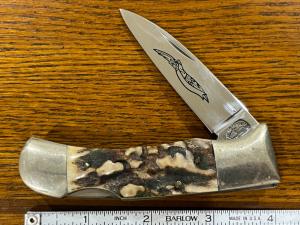 Parker-Brothers K128 Spear Point Single-Blade Lockback Knife w/Gnarly Stag Scales