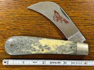 Parker-Brothers K86 Single-Blade Hawkbill/Pruner Framelock Folding Knife w/Smooth Bone Scales Japan