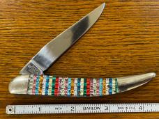 Star 3380 Street Fighter Toothpick Knife w/Multi-Colored Celluloid Scales Japan Star 3380 Street Fighter Toothpick Knife w/Multi-Colored Celluloid Scales Japan