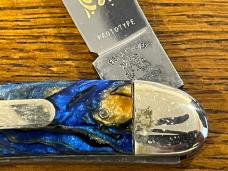 Fight'n Rooster Ltd Ed 1997 "Texas" Toothpick Knife w/Blue Swirl Celluloid Scales PROTOTYPE Germany Fight'n Rooster Ltd Ed 1997 "Texas" Toothpick Knife w/Blue Swirl Celluloid Scales PROTOTYPE Germany