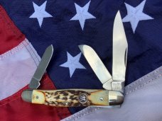 J A Henckels 3 Blade Stockman Knife - Nice Stag Handles- NOS & M/NM