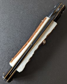 FRANK BELTRAME BLK TACTICAL 23CM 9" BAYONET AUTO IN EUROPEAN STAG HORN...NEW 