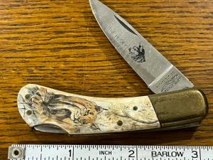 Parker Cut. Co. "The Husky" Lockback w/Scrimshaw Smooth Bone Scales Japan
