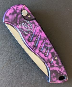 Piranha Fingerling Automatic Knife Plum Swirl (2.5" Mirror)