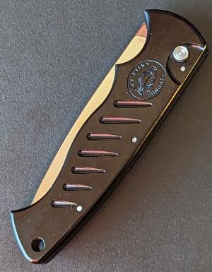 Piranha P-1 Pocket Automatic Knife Black (3.2" Mirror Serrated)