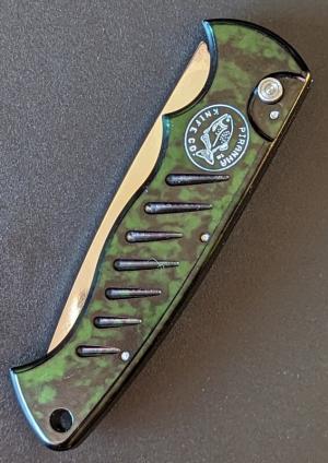 Piranha P-1 Pocket Automatic Knife Green Swirl (3.2" Mirror)