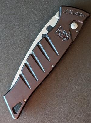 Piranha Amazon Tactical Black Automatic Knife (3.45" Glass Beaded Gray Plain)    