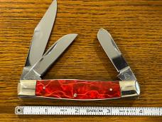 Fight'n Rooster Ltd Ed 1989 "Rose of Sharon" 3-Blade Stockman w/Red Celluloid Scales SN#001 Germany Fight'n Rooster Ltd Ed 1989 "Rose of Sharon" 3-Blade Stockman w/Red Celluloid Scales SN#001 Germany