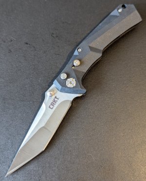 CRKT Tighe Tac Two Tanto Automatic Knife 5235 Black Conversion (3.25" Satin) 