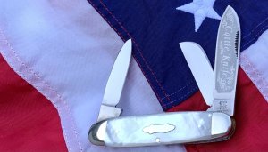Bulldog Brand 1999 Cattle Knife w/ Flashy Mother of Pearl Handles -NOS & Minty