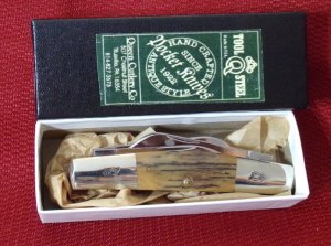 QUEEN LONG BOLSTER CONGRESS #32 MAMMOTH IVORY 1 OF 20 MADE QUEEN CUTLERY CERTIFICATE OF AUTHENTICITY