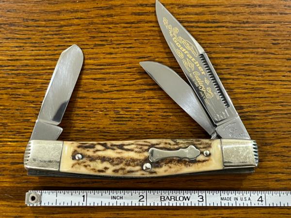 Fight'n Rooster Ltd Ed 2001 "The Godfather" 3-Blade Stockman Knife w/Smooth Bone Scales SN#001 Germa Fight'n Rooster Ltd Ed 2001 "The Godfather" 3-Blade Stockman Knife w/Smooth Bone Scales SN#001 Germa