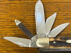 Fight'n Rooster Frank Buster 10-Blade Equal End Knife w/Stag Scales Germany 