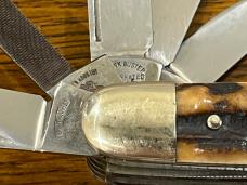 Fight'n Rooster Frank Buster 10-Blade Equal End Knife w/Stag Scales Germany 