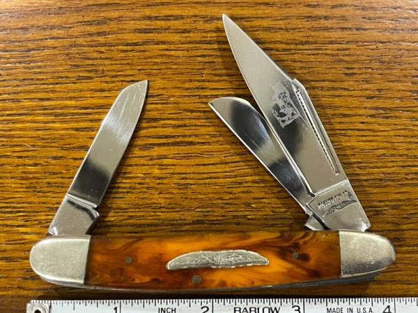 Parker Cut. Co. Brahma 3-Blade Stockman Knife w/Faux Tortoise Shell Scales Japan