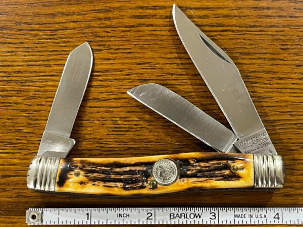 Parker-IMAI K296 3-Blade Stockman Knife w/Stag Scales & Flutted Bolsters Japan
