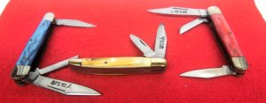 (3) WHITE TAIL CUTLERY POCKET KNIVES HAND MADE 2 STOCKMAN 1 JACK FROM STORAGE