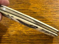 Parker-Frost Mink Goose Scrimshaw 2-Blade Doctor's Knife w/Smooth Bone Scales Japan