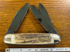 Fight'n Rooster Ltd Ed 2003 Intl Cutlery Club 3-Blade Cigar w/Black Blades & Stag Scales SN#007 Germ Fight'n Rooster Ltd Ed 2003 Intl Cutlery Club 3-Blade Cigar w/Black Blades & Stag Scales SN#007 Germ
