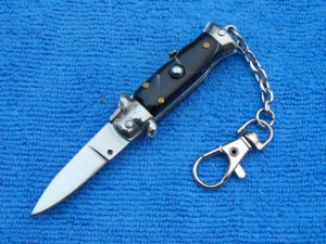 3-3/4" Italian automatic Wasp Body Black Horn Stiletto keychain Switchblade Knife 