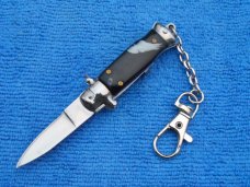 3-3/4" Italian automatic Wasp Body Black Horn Stiletto keychain Switchblade Knife 