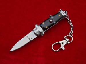3-3/4" Italian automatic Wasp Body Black Horn Stiletto keychain Switchblade Knife 
