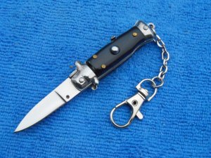 3-3/4" Italian automatic Wasp Body Black Horn Stiletto keychain Switchblade Knife 