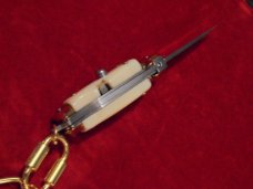 3-3/4" Corpo di Vespa Ivory white handles Brass bolster Stiletto keychain knife 3-3/4" Corpo di Vespa Ivory white handles Brass bolster Stiletto keychain knife