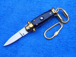 3-3/4" Italian Wasp Body Black/Gold Stiletto keychain Knife 
