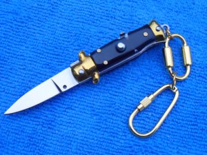 3-3/4" Italian Wasp Body Black/Gold Stiletto keychain Knife 