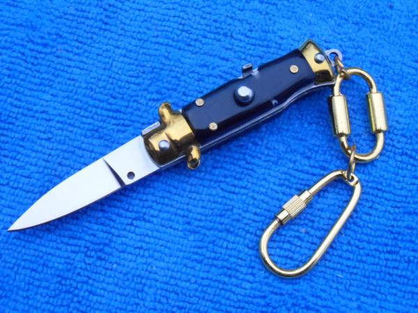 3-3/4" Italian Wasp Body Black/Gold Stiletto keychain Knife 