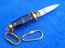 3-3/4" Italian Wasp Body Black/Gold Stiletto keychain Knife 